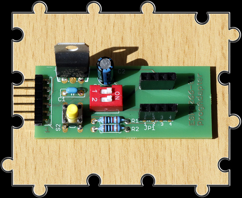 Der fertig Programmieradapter fü desn ESP8266-01 bzw. ESP-01s