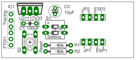 Bestückung Programmieradapter ESP8266-01