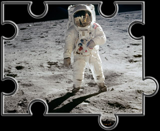 Portrait von Aldrin mit Spiegelungen Portrait von Aldrin mit Spiegelungen