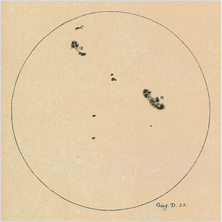 Zeichnung von Sonnenflecken – Galileo 1613